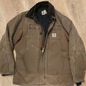 VTG 90s Carhartt Jacket Corduroy Collar Duck Canvas Medium C26CHT Coat Arctic